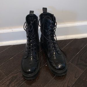 Steve Madden Faux Croc Combat Boots